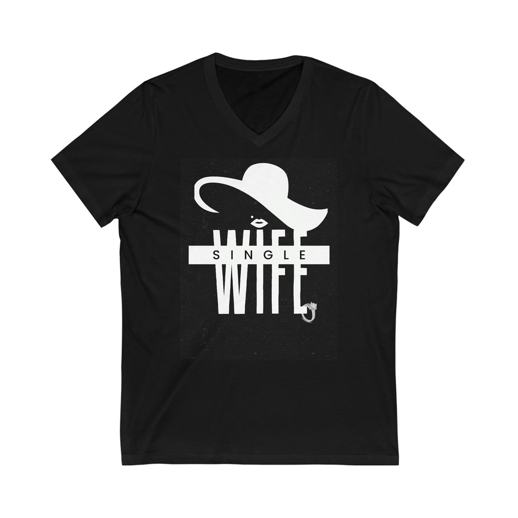 Single Wife Dark Short Sleeve V-Neck Tee